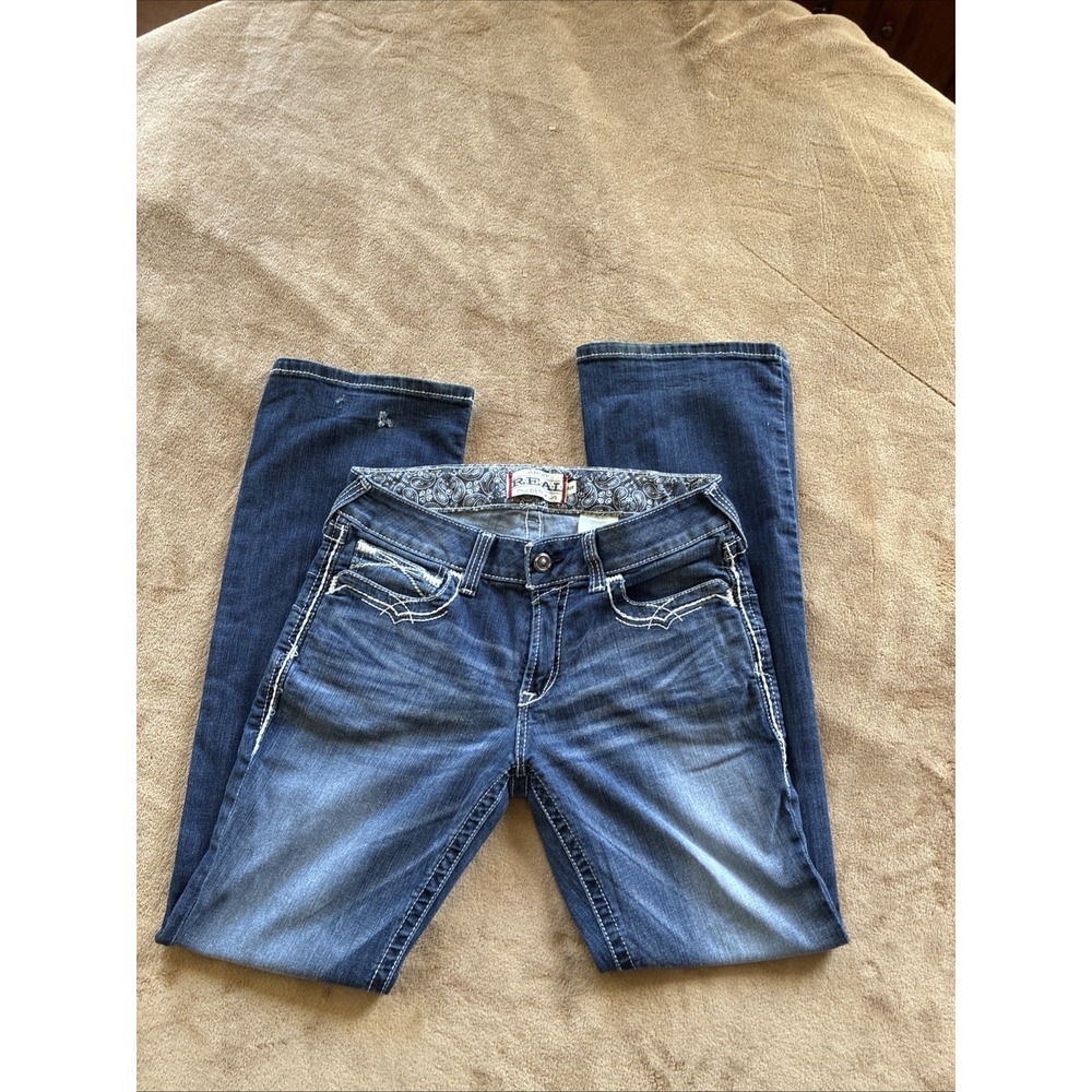 Ariat Women's Jeans Size 31 Reg Dark Blue Wash Bootcut Cowgirlcore Western Biker